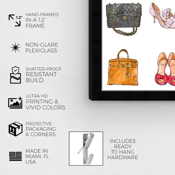 Oliver Gal Fashion Chart Fashion And Glam Framed Wall Art Prints Shoes White Black Overstock 31287392