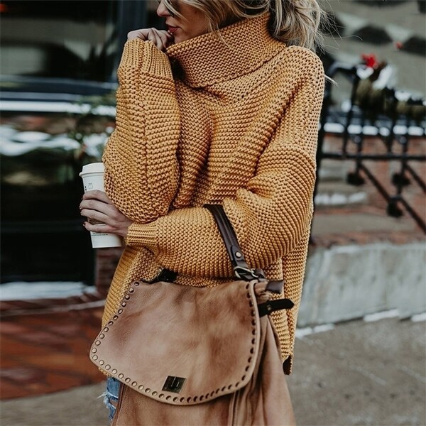 Thick Line High Collar Pullover Women