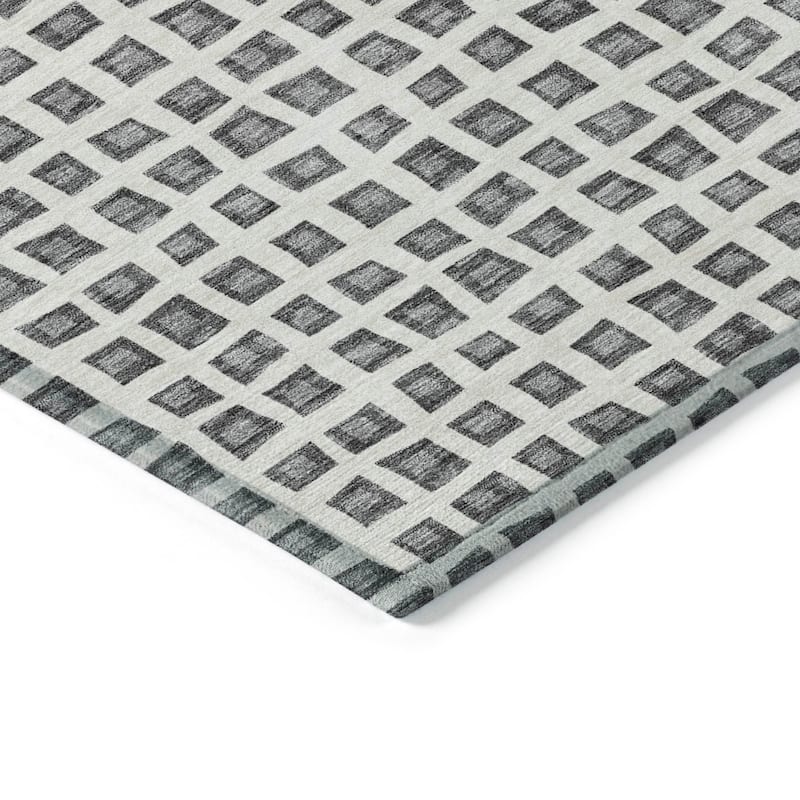 Machine Washable Indoor/ Outdoor Chantille Squares Rug