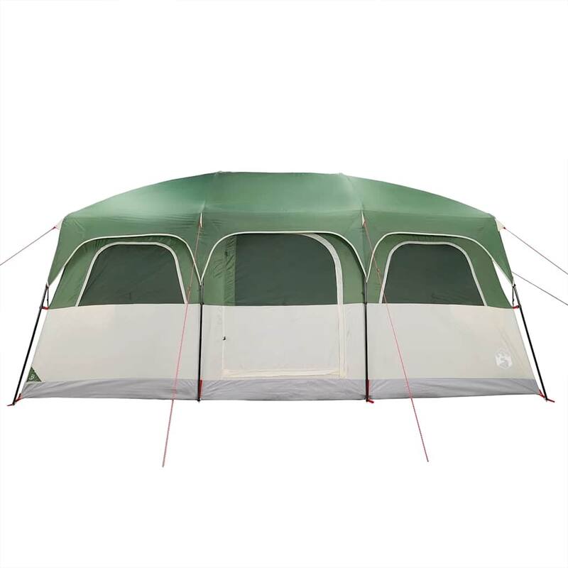 vidaXL Family Tent Cabin 10-Person Green Waterproof - 191.7" x 131.9" x 87.8"/85.8"