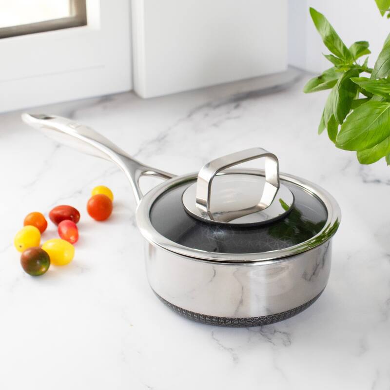 DiamondClad 1.5 Quart Hybrid Nonstick Stainless Steel Saucepan and Lid