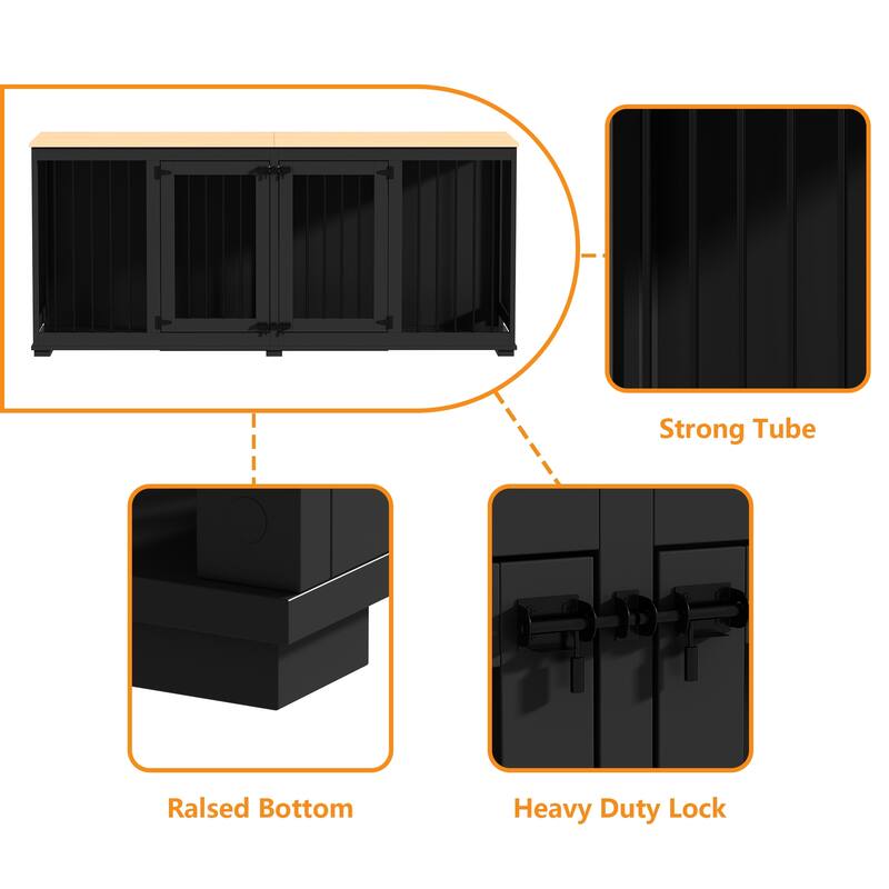 Indoor Furniture Style Dog Kennel with Removable Divider for 2 Dogs