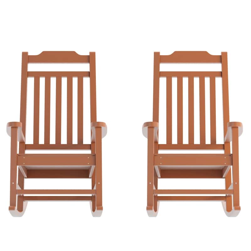 2 Pack All-Weather Faux Wood Rocking Chair - Patio and Yard Furniture