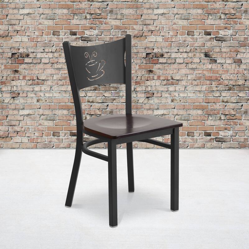 2 Pack Coffee Back Metal Restaurant Chair - 17.25"W x 20"D x 33.25"H