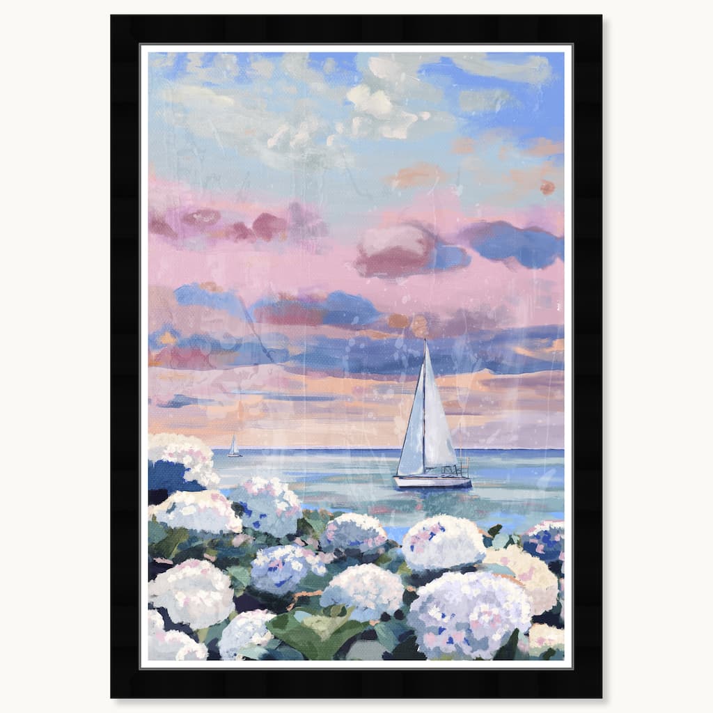 Wynwood Studio Coastal Serene Sailing Framed Beachfront Coastal Prints