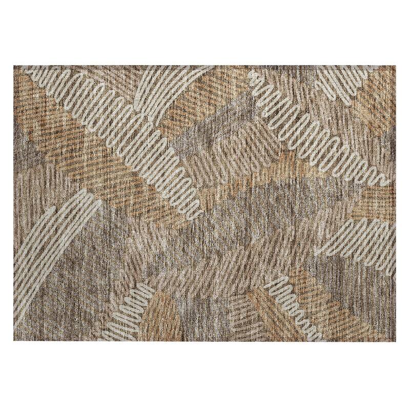 Machine Washable Indoor/ Outdoor Chantille Contemporary Squiggles Rug