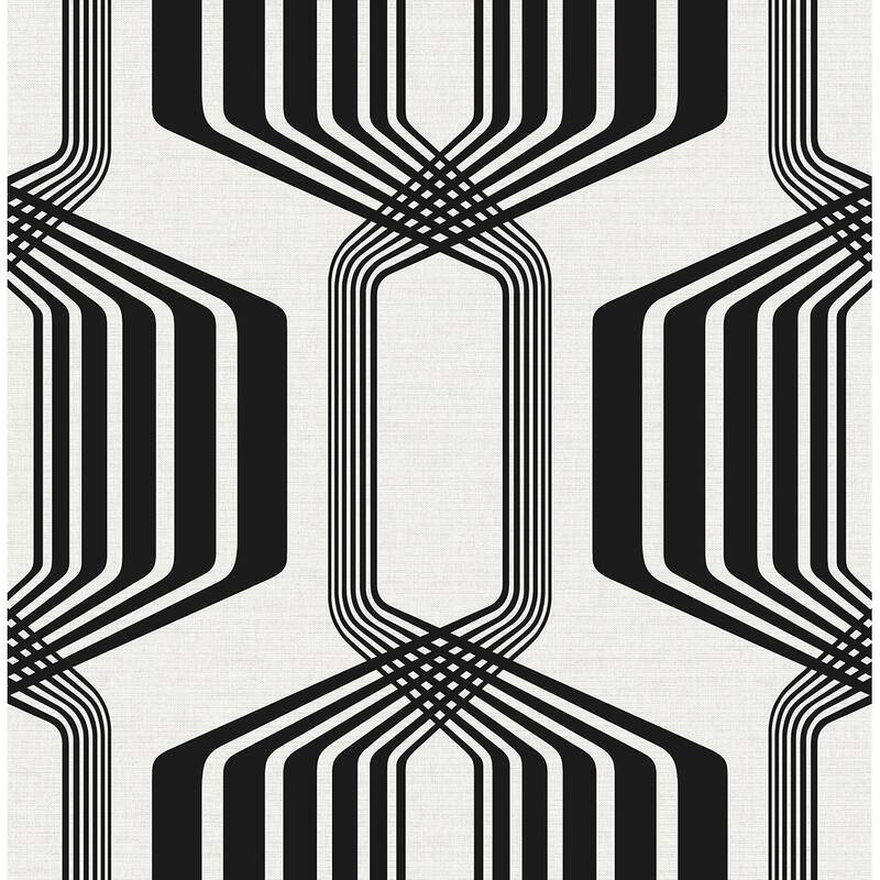 NextWall Striped Geo Peel and Stick Wallpaper - 20.5 in. W x 18 ft. L - Ebony