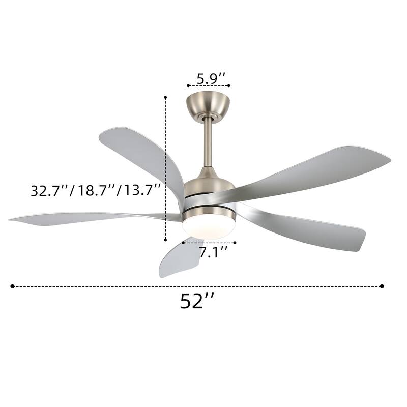 52-Inch Smart Ceiling Fan with Light Featuring 5 ABS Blades Dimmable LED and Memory Function