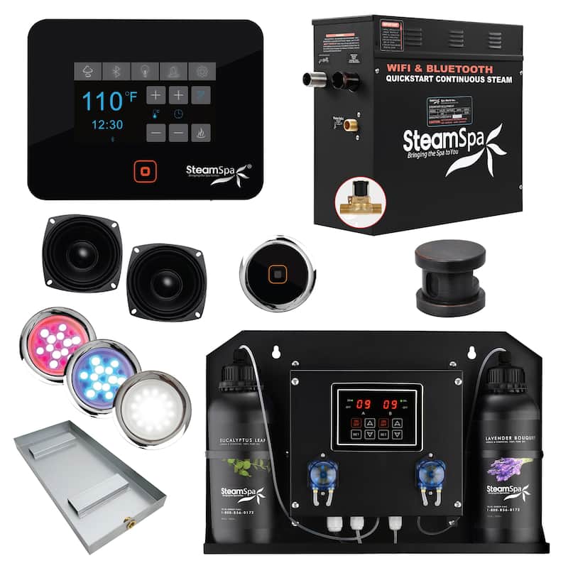 Black Series WiFi and Bluetooth 9kW QuickStart Steam Bath Generator Package with Dual Aroma Pump in Oil Rubbed Bronze - Oil Rubbed Bronze