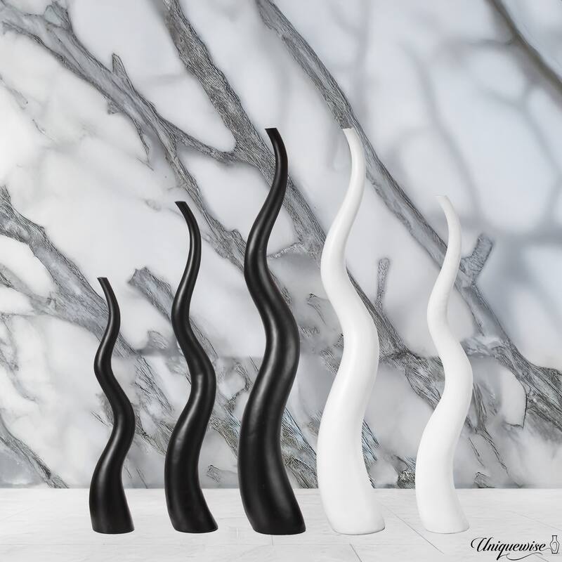 Tall Ceramic White Animal Horn Floor Vase Elegant for Entryway Dining Living Room Decor Statement Piece with Distinctive Antler