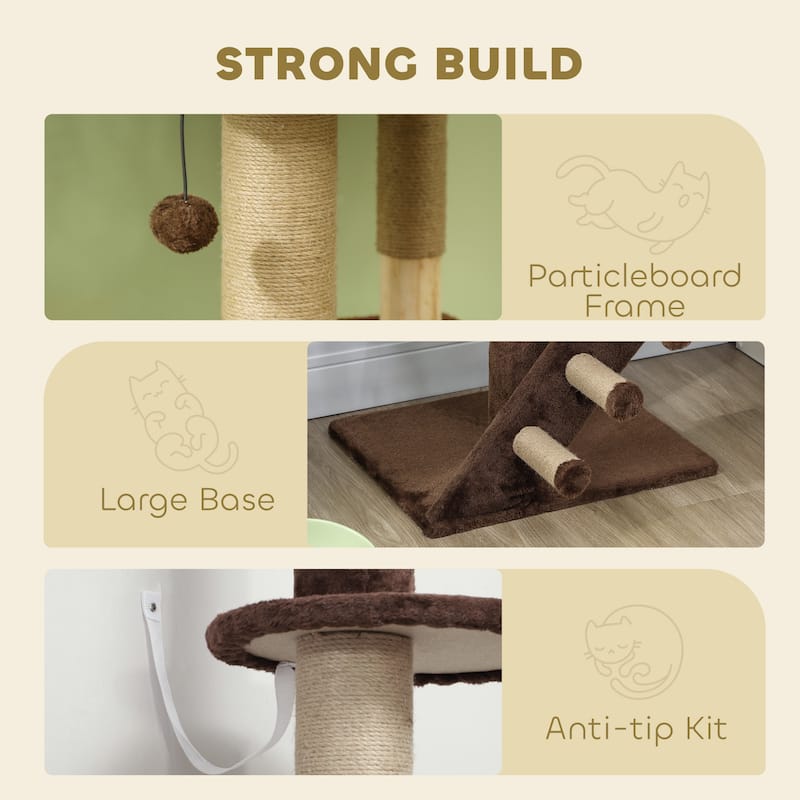 Adjustable Cat Tree 88"-104" with Condo, Platforms & Scratching Post - 18.9" W x 15.7" D x 88.6"H
