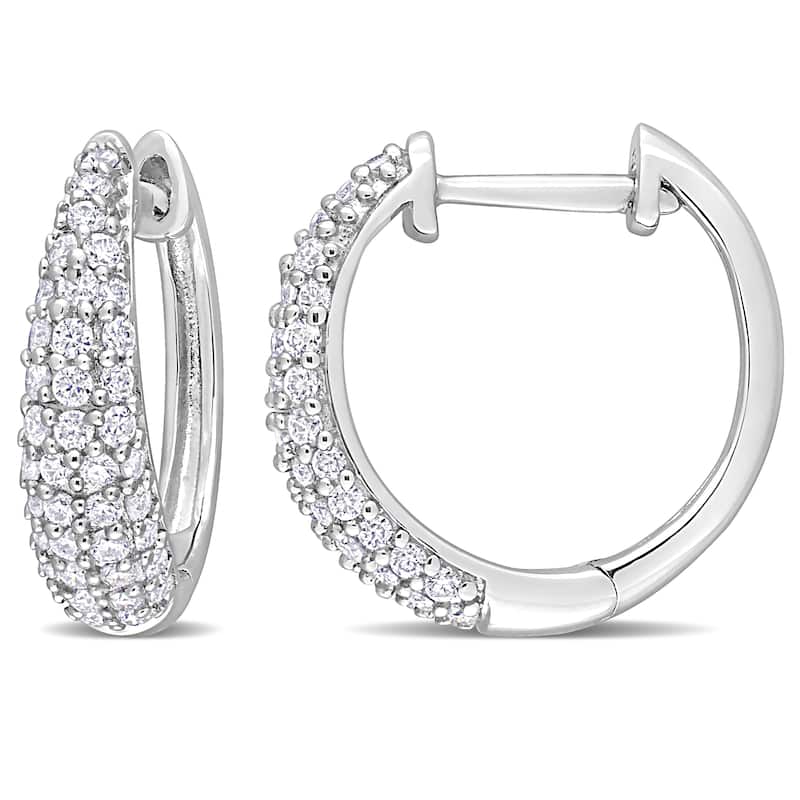 Miadora 2/5ct DEW Created Moissanite Hoop Earrings in Sterling Silver