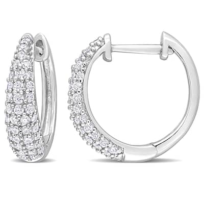 Miadora 2/5ct DEW Created Moissanite Hoop Earrings in Sterling Silver