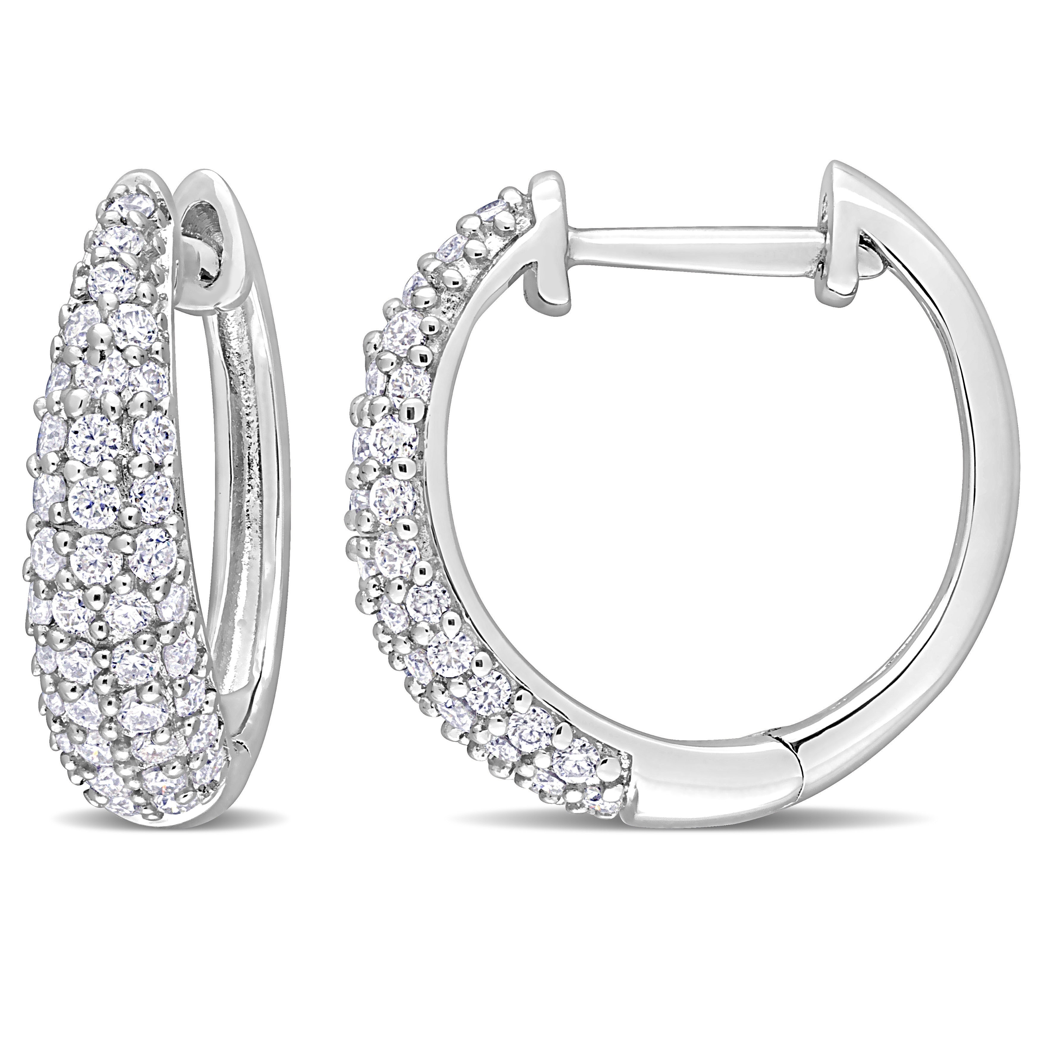 Miadora 2/5ct DEW Created Moissanite Hoop Earrings in Sterling Silver