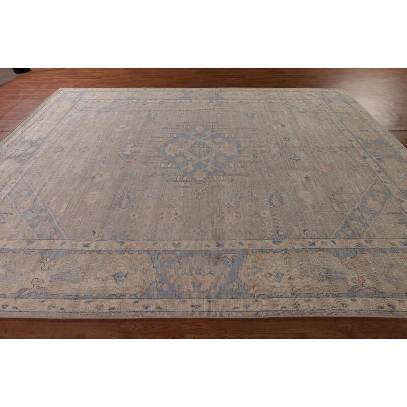 Vegetable Dye Oushak Turkish Rug Handmade Wool Carpet - 8'4" x 11'11"