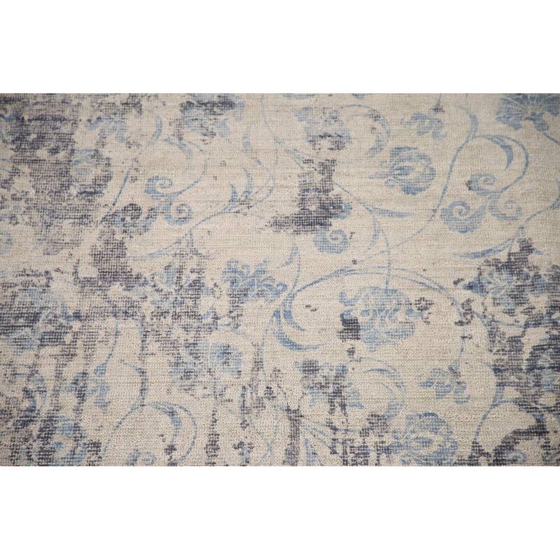 Ivory Abstract Rug Hand-Knotted Wool Carpet - 7'9"x 9'8"