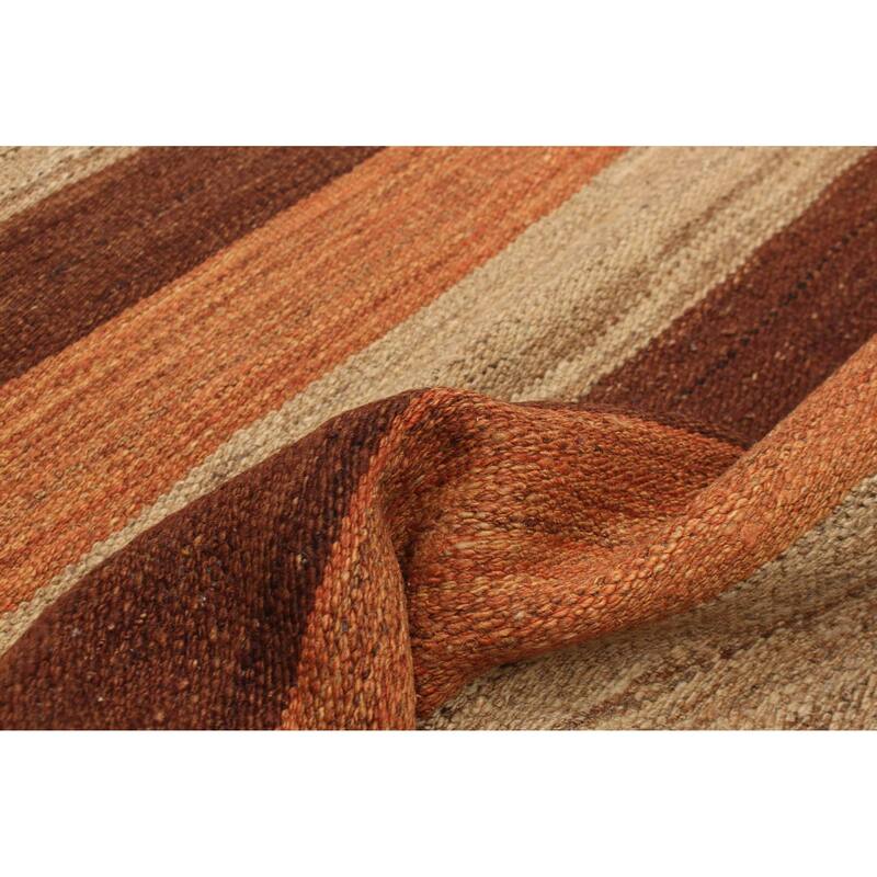 ECARPETGALLERY Flat-Weave Boho Khaki Wool Kilim - 4'10 x 6'4