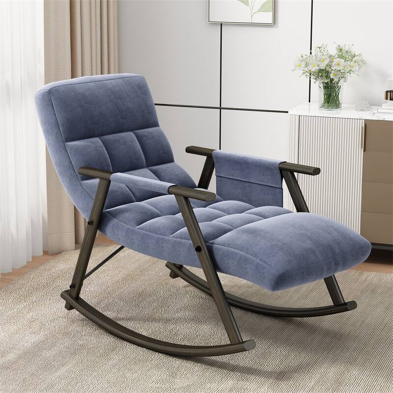 Folding Rocking Upholstered Chair with Adjustable Back and Footrest