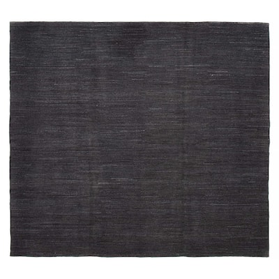 ECARPETGALLERY Flat-Weave Natural Black Wool Kilim - 7'5 x 8'2