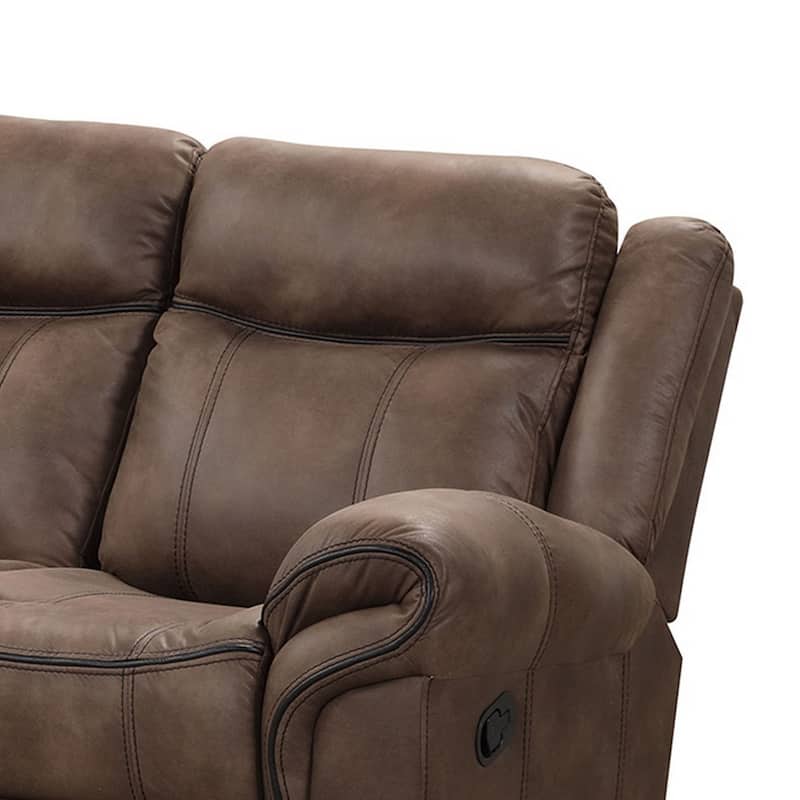 Arisa Sofa, Brown Faux Leather, Drop Down Table with Cupholders, 87 Inch
