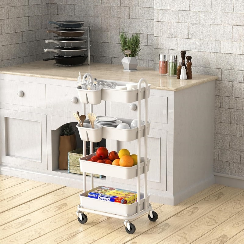 Heavy Duty 4-Tier Utility Rolling Cart - 12.25"D x 17"W x 37"H