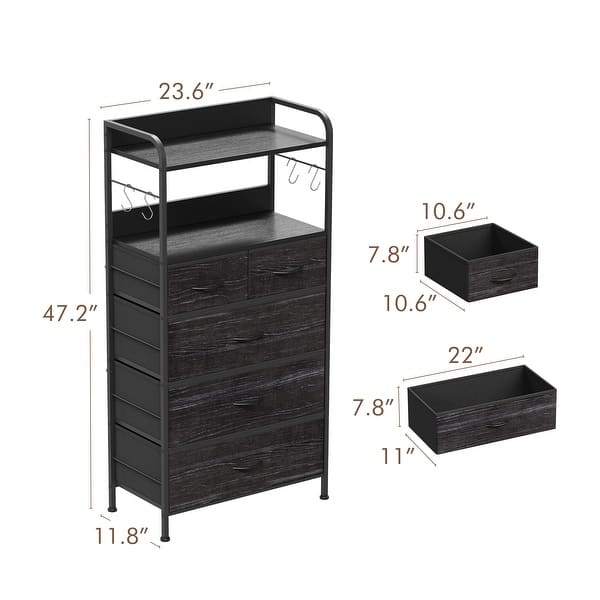 dimension image slide 2 of 3, Dresser for Bedroom with 5 Drawers