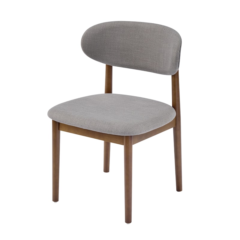 Christopher Knight Home - Draven Upholstered Side Chairs with Walnut wood frame and Curved Back（Set of 2）