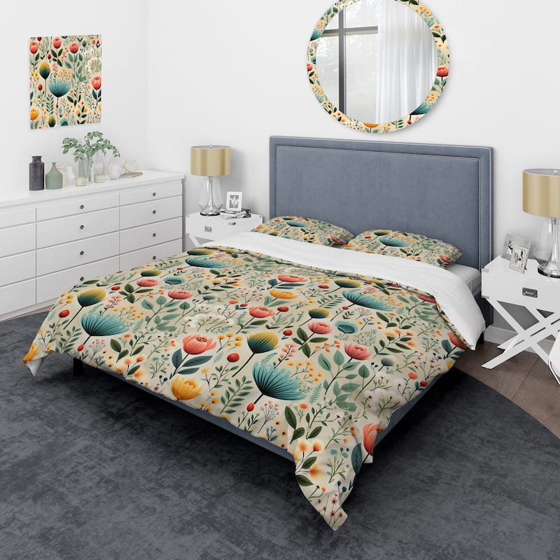 Designart "Gardens" Multicolor Bohemian - Bed Cover Set With Shams