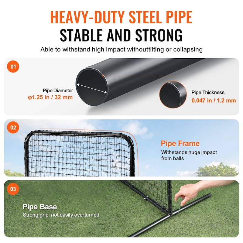 7x7 Feet L Screen Portable Baseball and Softball Safety Screen with Carry Bag