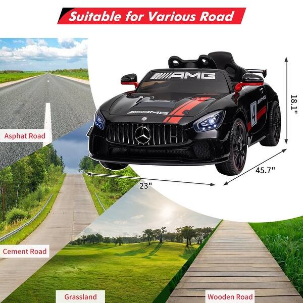 dimension image slide 0 of 3, Licensed Benz AMG 12V Kids Ride on Car with Remote Control