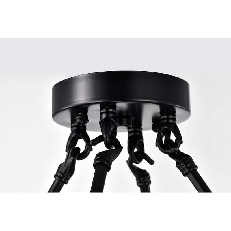 Casey Matte Black 8-Light 32-Inch Round Wagon Wheel Chandelier