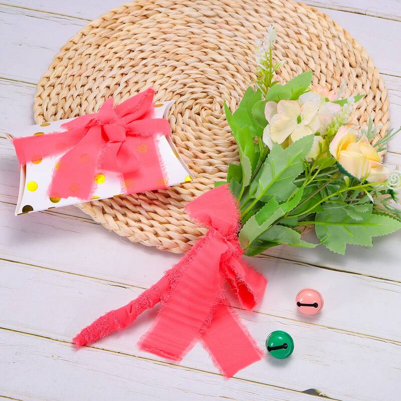 Chiffon Ribbon 1.5" x 10 Yard, Handmade Fringe Ribbon, 2pcs