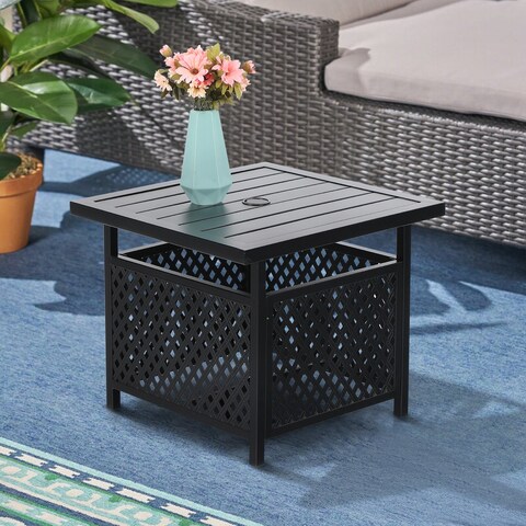 Claribelle Square Side Table with Umbrella Hole by Havenside Home - 22*22