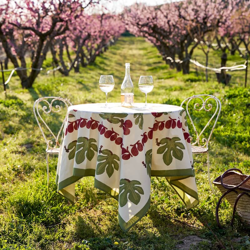 Couleur Nature Fig Red/ Green Square Tablecloth