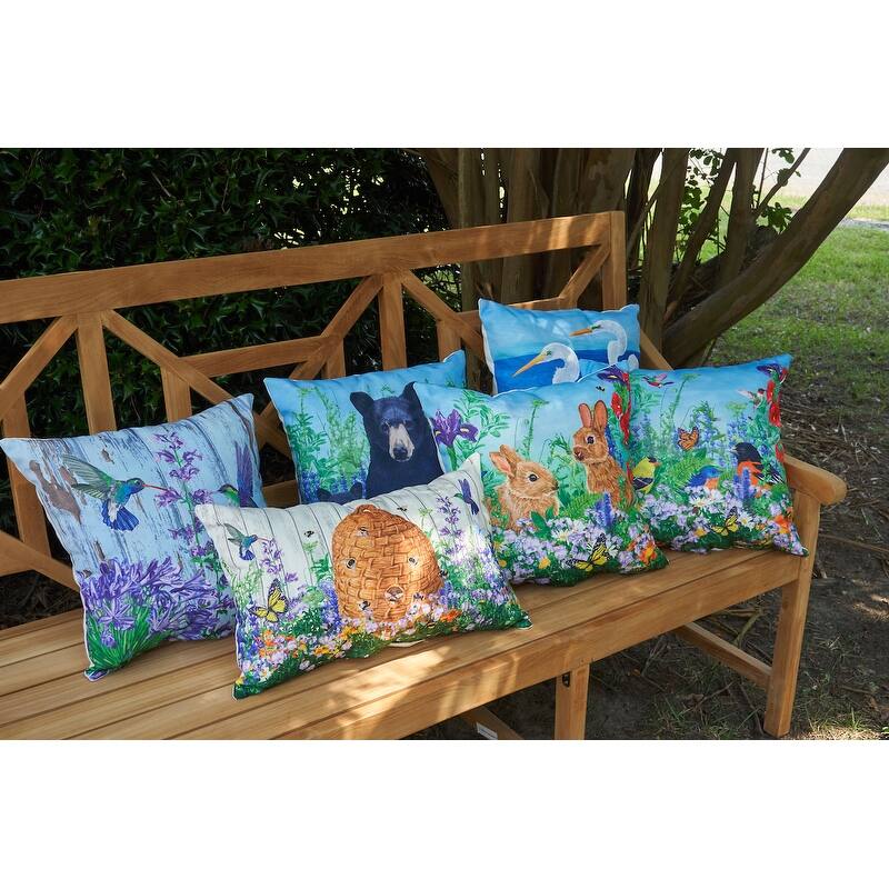 Bunnies in Hydrangesas Pillow