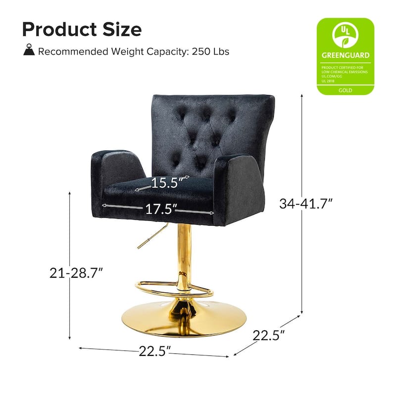 Loreto Modern Tufted Velvet Swivel chair with Adjustable Height Set of 2 by HULALA HOME