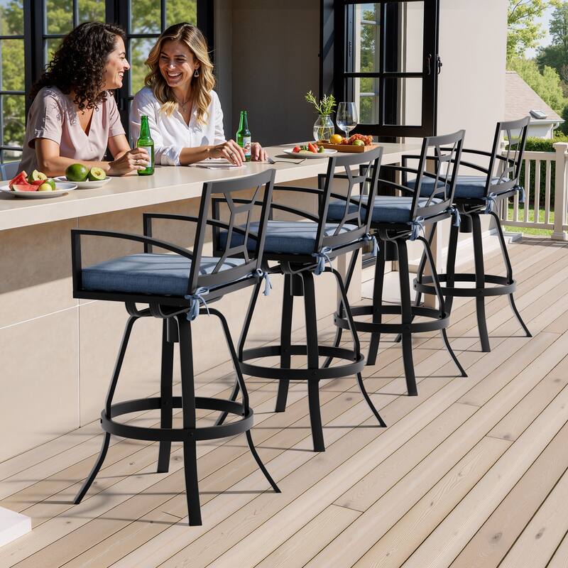 VredHom Outdoor Patio All-Weather Aluminum Swivel Sunbrella Cushion Bar Stool