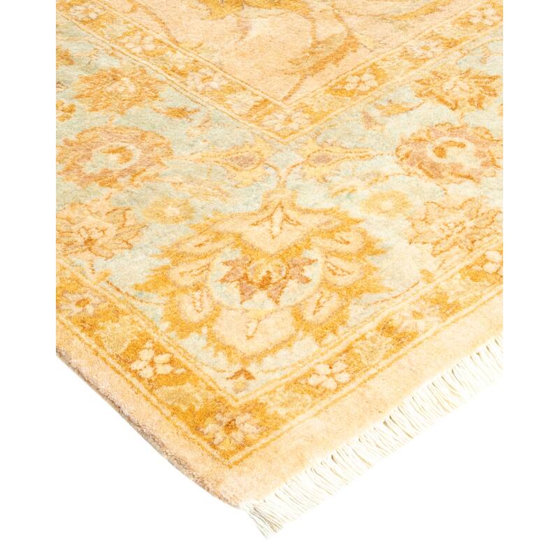 Overton Handknotted Wool Traditional Oriental Beige Area Rug - 6' x 9'