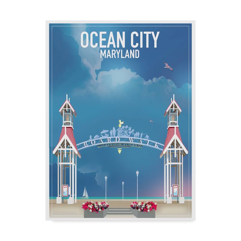 Old Red Truck 'Ocean City Maryland' Canvas Art