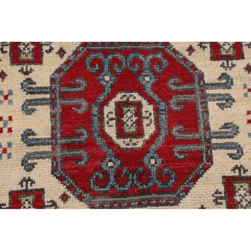 Geometric Kazak Accent Rug Handmade Bedroom Wool Carpet - 3'6" x 5'2"