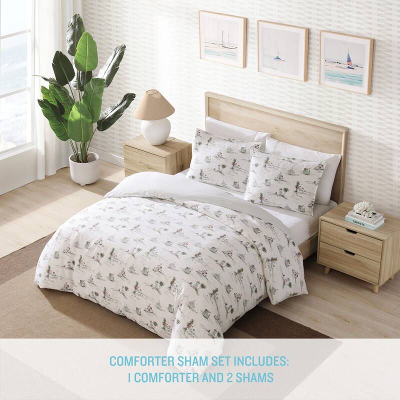 Tommy Bahama Beach Club Grey Cotton Duvet Cover Set