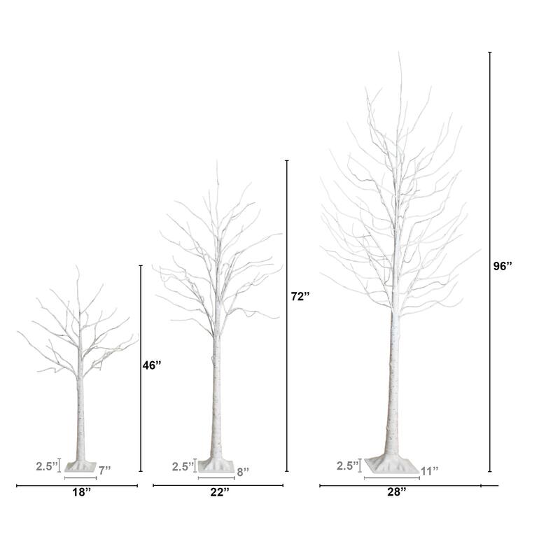 4-ft 6-ft 8-ft Pre-Lit Artificial White Birch Trees with LED Lights