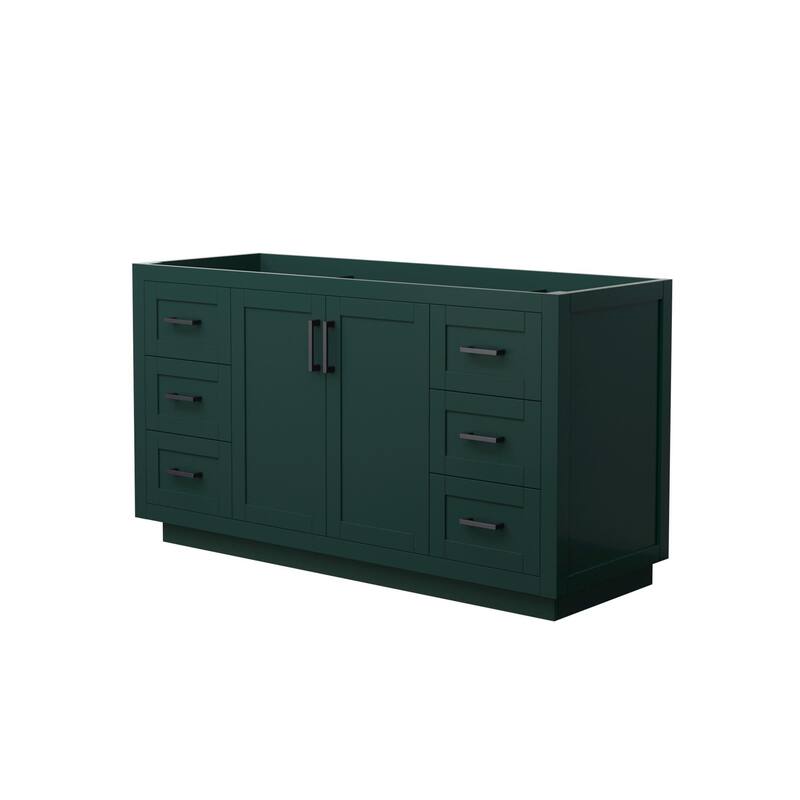 Wyndham Collection Miranda 60" Single Free Standing Vanity Cabinet - Green / Matte Black Hardware