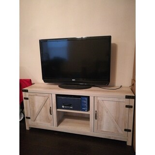 The Gray Barn Firebranch 58-inch Barn Door TV Stand Console, Rustic Entertainment Center - 58 x 16 x 24h