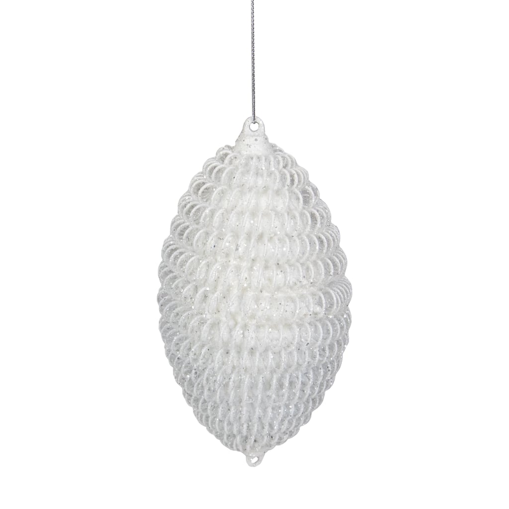 5.5" White Glitter Spiral Coiled Wire Finial Christmas Ornament