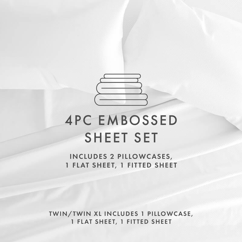 Soft Essentials Embossed Chevron Design 4-piece Deep Pocket Bed Sheet Set