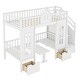 preview thumbnail 23 of 25, Twin-Over-Twin Bunk Bed with Convertible Desk, Solid Pine Wood, Playhouse Design, Fence-Shaped Frame, Grey