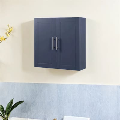 Wood Hanging Cabinet with Doors and Shelves