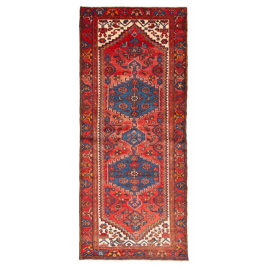 ECARPETGALLERY Hand-knotted Andelz Red Wool Rug - 4'2 x 10'4