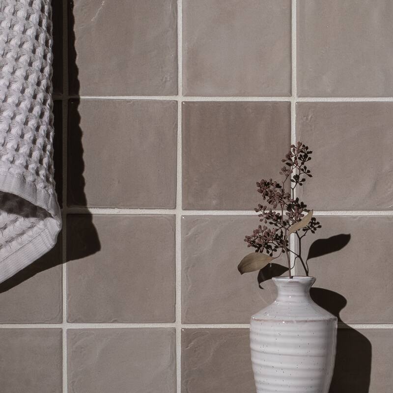 Harvest 4 in. x 4 in. Glazed Ceramic Wall Tile - Porcini Gloss - Sample swatch